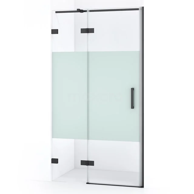 Diamond Shower door | 90 cm Black chrome Clear with matt strip Pivot door DDB21361323BC