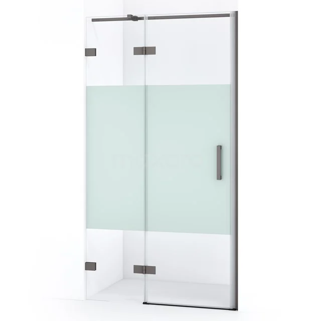 Diamond Shower door | 90 cm Black metal Clear with matt strip Pivot door DDB21361323ZM