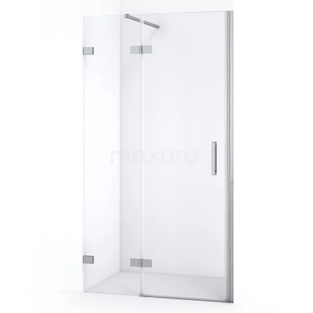 Glasene Duschtür mit chromatischen Scharnieren, straff minimalistisches Design, ideal für ein modernes Badezimmer.