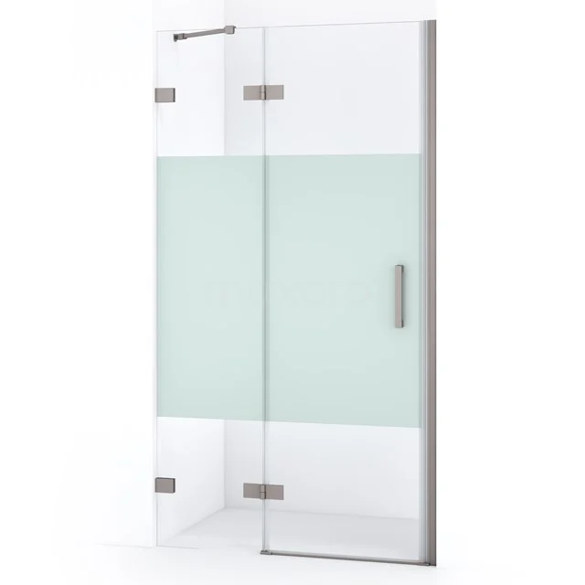 Diamond Shower door | 90 cm Stainless steel Clear with matt strip Pivot door DDB21362223BR