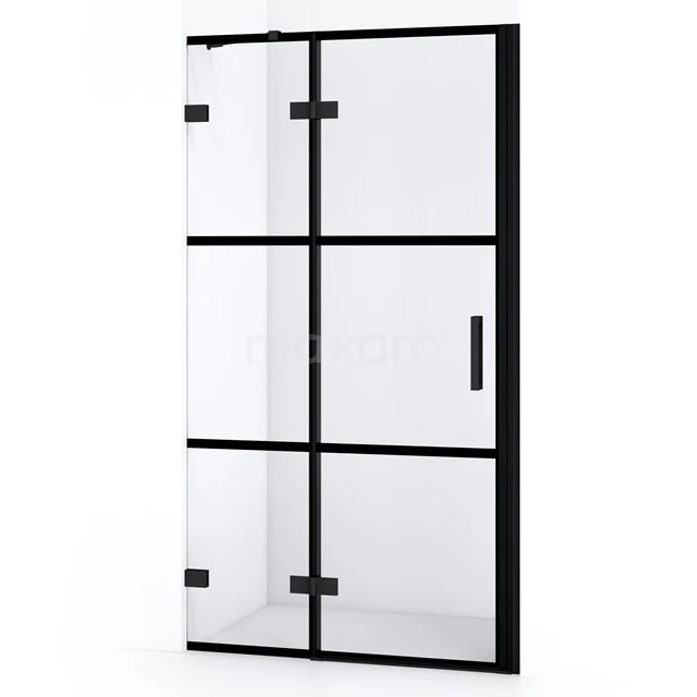 Diamond Shower door | 90 cm Matte black Clear with 4 black stripes Pivot door DDB21362228MB