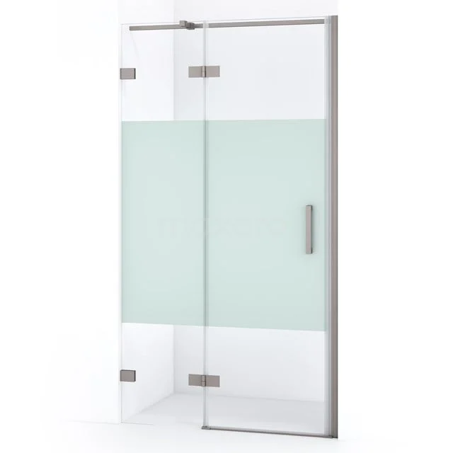 Glasdouchedeur mit mattem Glaselement, Eckdesign, rostfreie Scharniere; stilvoll für moderne Bäder.