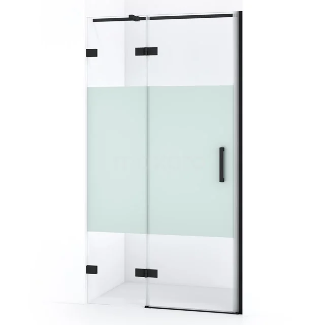 Diamond Shower door | 90 cm Matte black Clear with matt strip Pivot door DDB21362323MB
