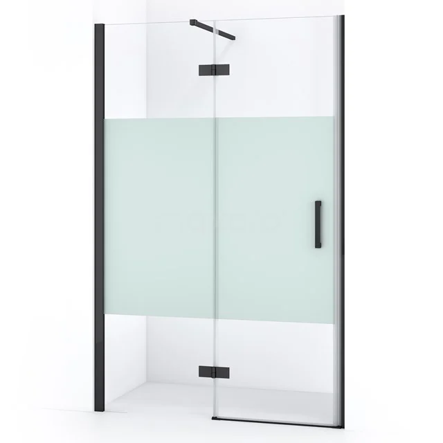 Diamond Shower door | 110 cm Black chrome Clear with matt strip Pivot door DDB21651113BCN