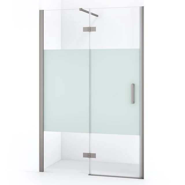 Diamond Duschtür | 110 cm Edelstahl Klar mit matter Streifen Drehtür DDB21651113BR Glasene Duschtür mit mattem Streifen, silberfarbigem Rahmen, modernes Design; ideal für ein stilvolles Badezimmer-Upgrade.