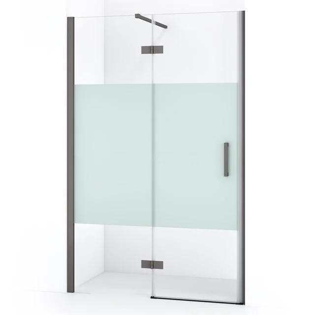 Diamond Shower door | 110 cm Black metal Clear with matt strip Pivot door DDB21651113ZMN
