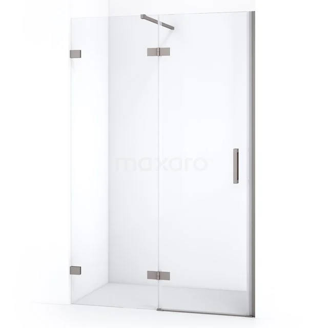 Glas Duschwand mit scharnierendem Tür, Klarglas, minimalistisches Design, ideal für moderne Bäder als Platzersparnis.