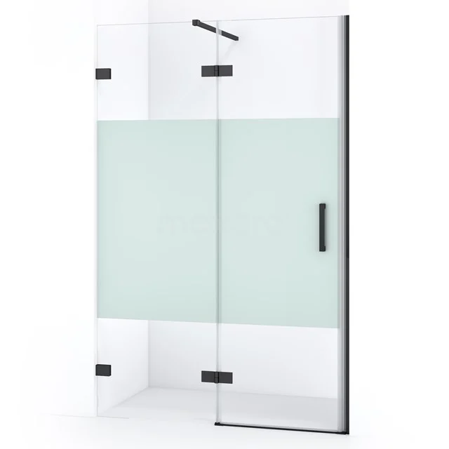 Diamond Shower door | 110 cm Black chrome Clear with matt strip Pivot door DDB21651123BC