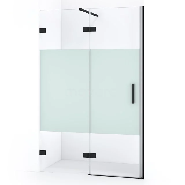 Diamond Shower door | 110 cm Matte black Clear with matt strip Pivot door DDB21651123MB