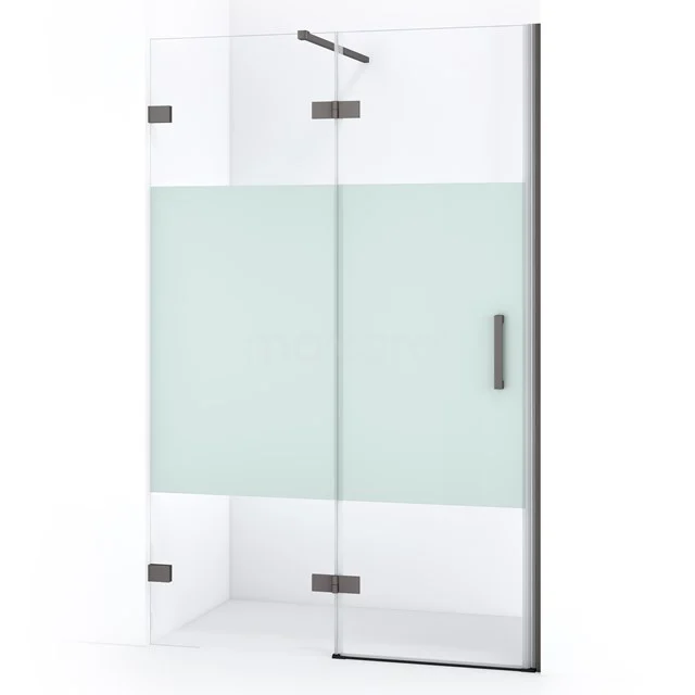 Diamond Shower door | 110 cm Black metal Clear with matt strip Pivot door DDB21651123ZM