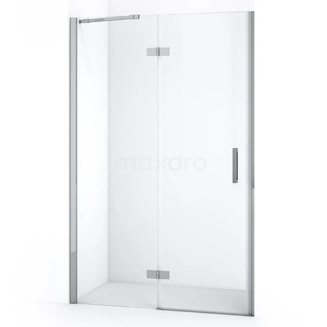 Glas Duschtür, Klarglas, silberner Rahmen, modernes Design, ideal für eine stilvolle Badezimmergestaltung.