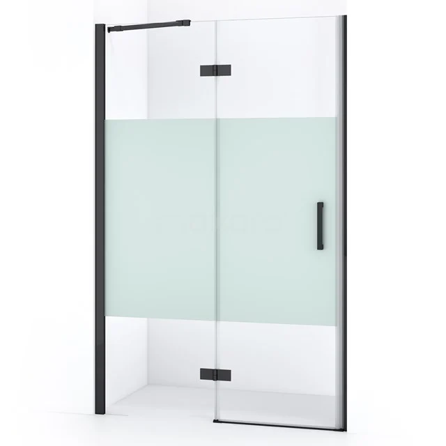 Diamond Shower door | 110 cm Black chrome Clear with matt strip Pivot door DDB21651213BCN