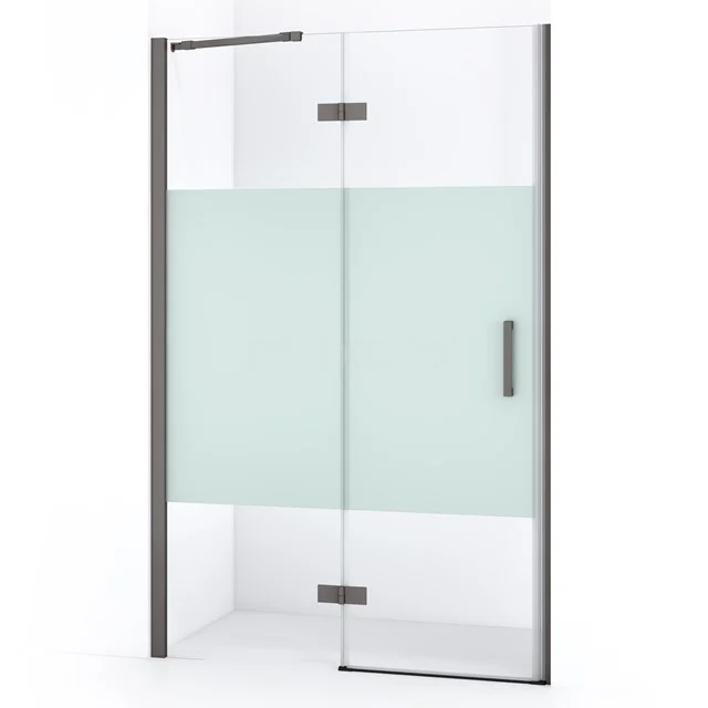 Diamond Shower door | 110 cm Black metal Clear with matt strip Pivot door DDB21651213ZMN