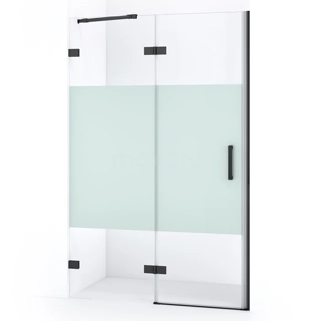 Diamond Shower door | 110 cm Black chrome Clear with matt strip Pivot door DDB21651223BC