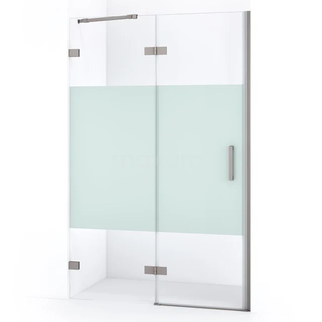 Diamond Shower door | 110 cm Stainless steel Clear with matt strip Pivot door DDB21651223BR
