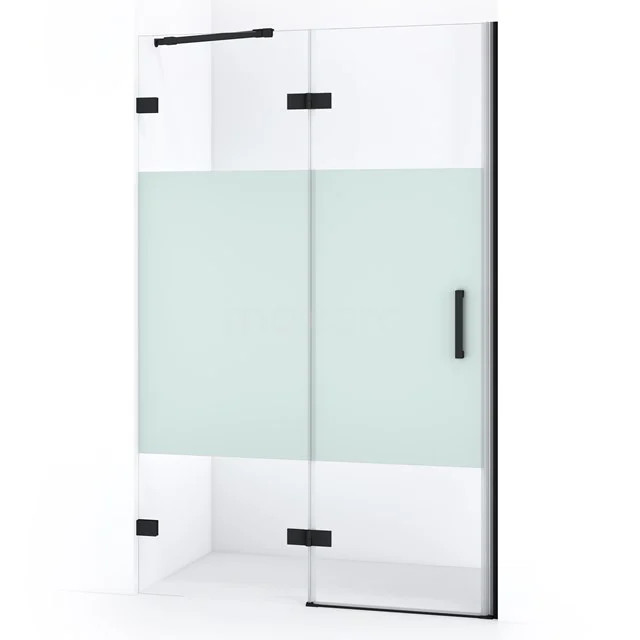 Diamond Duschtür | 110 cm Matt Schwarz Klar mit matter Streifen Drehtür DDB21651223MB Duschkabine mit gläserner Schiebetür, mattem Kunststoffpaneel, schwarzen Akzenten und modernem Design für ein stilvolles Badezimmer.