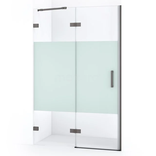 Diamond Shower door | 110 cm Black metal Clear with matt strip Pivot door DDB21651223ZM