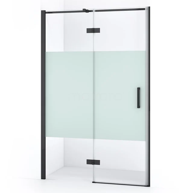 Diamond Shower door | 110 cm Black chrome Clear with matt strip Pivot door DDB21651313BCN
