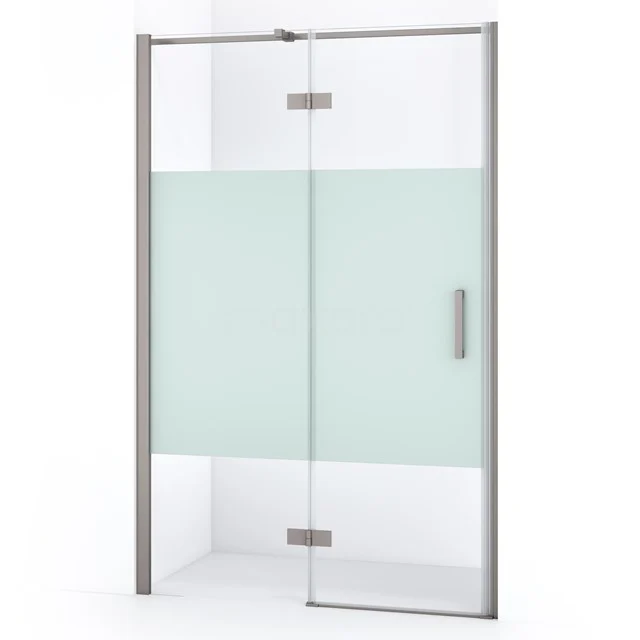 Duschtür mit Mattglas und Chromprofil, platzsparendes Design für moderne Bäder.