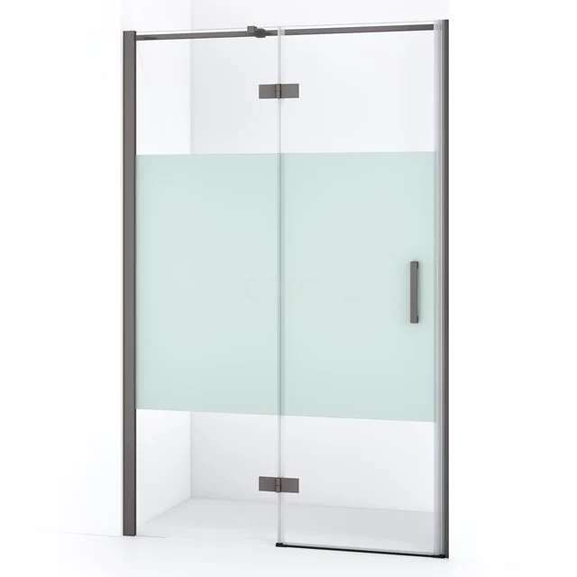 Diamond Shower door | 120 cm Black metal Clear with matt strip Pivot door DDB21661313ZMN