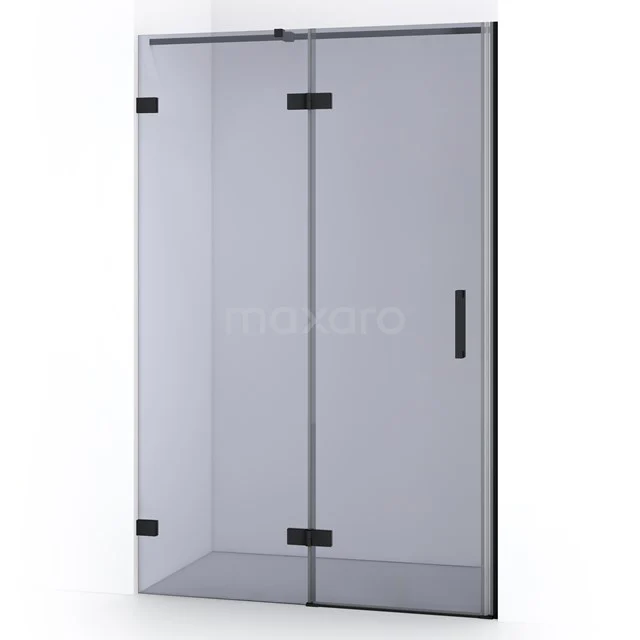 Diamond Shower door | 110 cm Matte black Smoke glass Pivot door DDB21651321MB