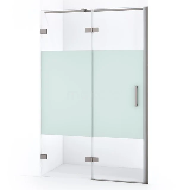Diamond Shower door | 110 cm Stainless steel Clear with matt strip Pivot door DDB21651323BR