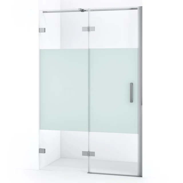 Glasene Duschtür mit mattem Mittelpaneel, Aluminiumrahmung und klarem Design für eine moderne Badezimmergestaltung.