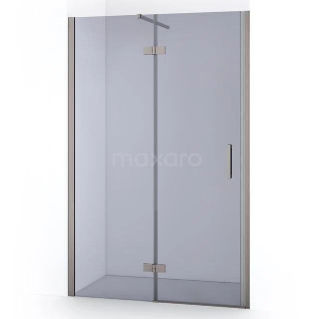 Glasene Duschtür mit chromenen Scharnieren und Haltegriff, modernes Design, ideal für ein stilvolles Badezimmer.