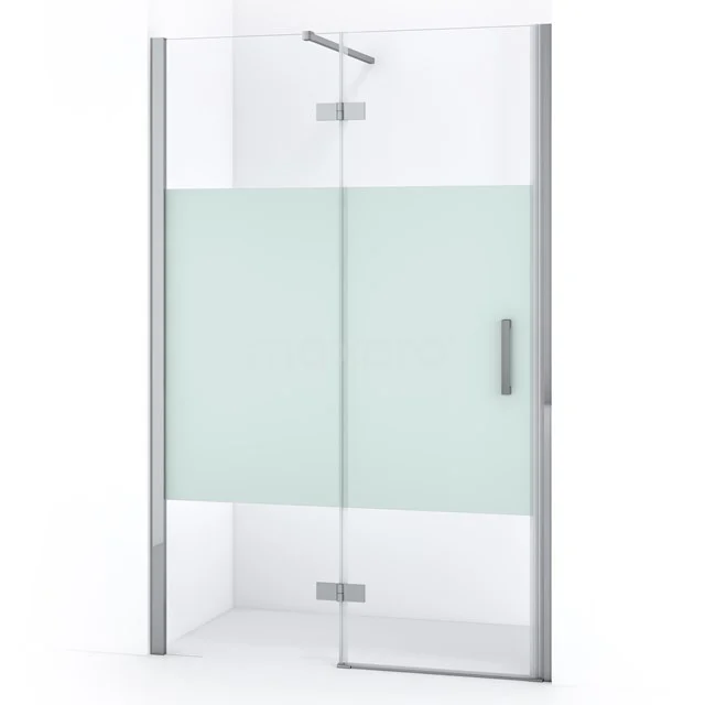 Diamond Duschtür | 110 cm Chrom Klar mit matter Streifen Drehtür DDB21652113C Moderne Glasduschwand mit mattem Profil und frosted Strip, ideal für ein stilvolles und privatsphäre-bietendes Badezimmer-Update.