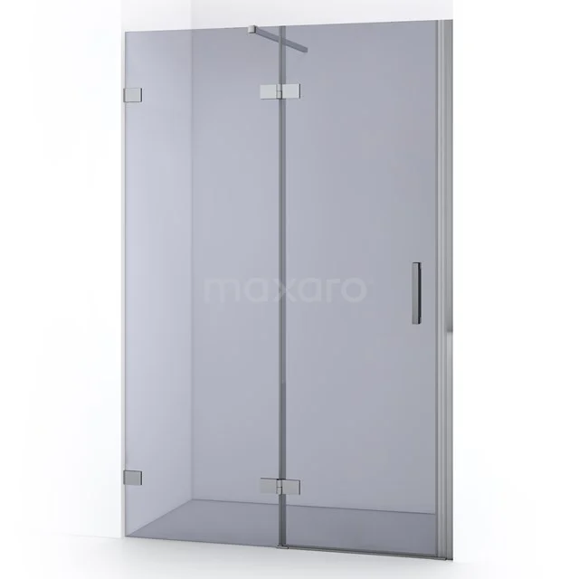 Glas Duschwand mit verchromten Scharnieren und Haltegriff, modernes Design ideal für moderne Bäder.