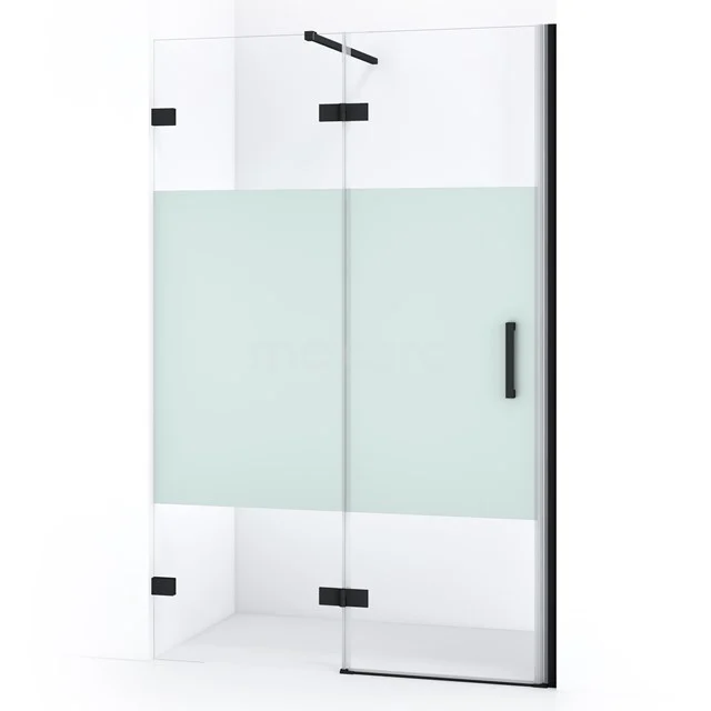 Duschtür Diamond 110cm aus klarem Sicherheitsglas mit mattem Streifen Matt Schwarz DDB21652123MB Glas Duschkabine mit Schwarz Akzenten, Mattglasdetail und minimalistischem Design, perfekt für ein modernes Badezimmer.