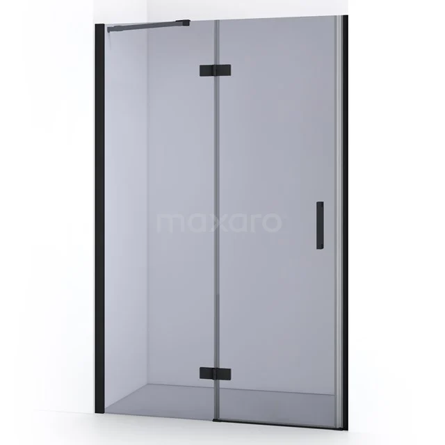 Diamond Duschtür | 110 cm Matt Schwarz Rauchglas Drehtür DDB21652211MB Duschtür von Klarglas mit schwarzen Aluminiumprofilen, ideal für moderne Bäder.