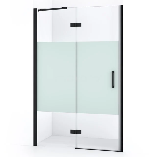 Diamond Shower door | 110 cm Matte black Clear with matt strip Pivot door DDB21652213MB