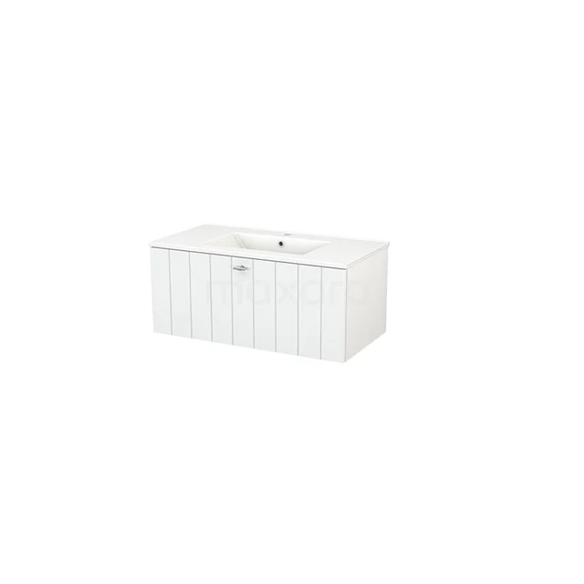 White wooden bathroom unit with vanity units with basin, vertical lines pattern, ideal for modern bathrooms.