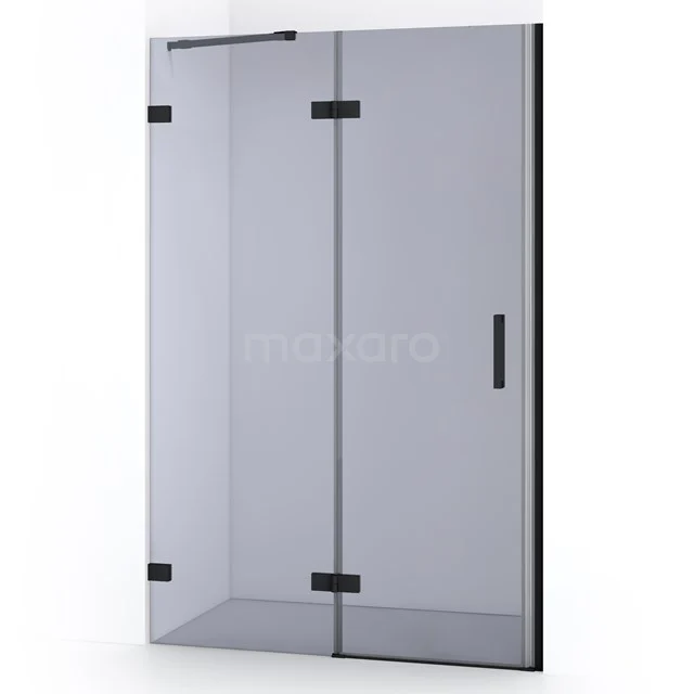 Glasene Duschwand mit schwarzen Metallprofilen, moderne Ausstrahlung, ideal für ein stilvolles Badezimmer.