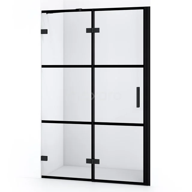 Matte black shower screen with glass and industrial look, ideal as a stylish room divider in modern bathrooms.
