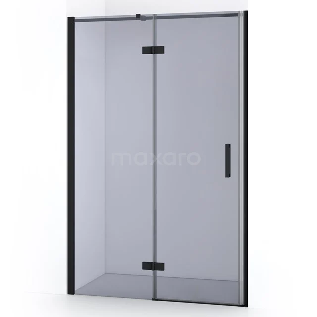 Duschtür mit mattschwarzem Rahmen, Klarglas und Scharnieren, modernes Aussehen perfekt für jedes Badezimmer.