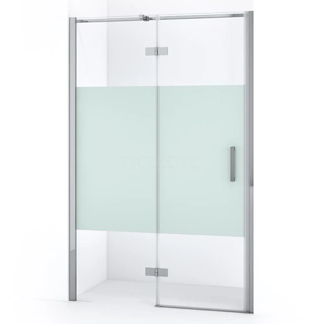 Duschtür Diamond 120cm aus klarem Sicherheitsglas mit mattem Streifen Chrom DDB21662313C Duschwand mit klarem und mattglas, silbernen Profilen und Drehtür; modernes Design für stilvolles Badezimmer.