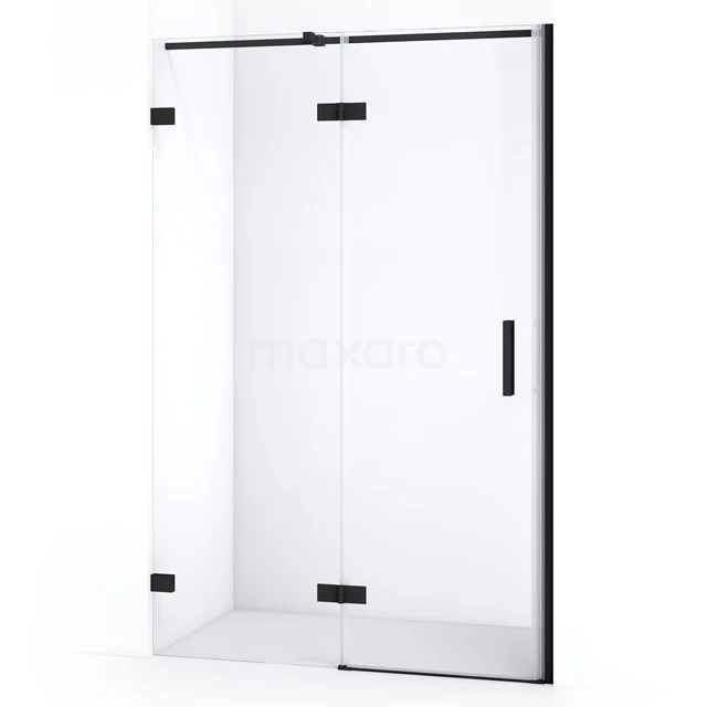 Matt Schwarz Duschkabine mit klarem Glas Schiebetür, modernes Design, ideal für ein stilvolles Badezimmer.