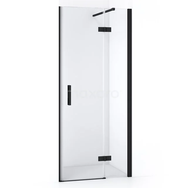 Duschtür Diamond 80cm aus klarem Sicherheitsglas Matt Schwarz DDB22351110MB Schwarze begehbare Dusche mit Klarglas und modernem Design, ideal für ein modernes Badezimmer.