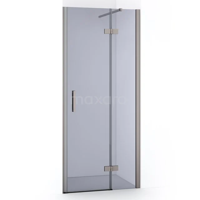 Glass shower door with frosted glass hinges, stylish design for modern bathrooms, part of premium shower cabin series.