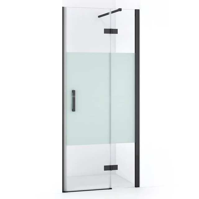 Diamond Shower door | 80 cm Black chrome Clear with matt strip Pivot door DDB22351113BCN