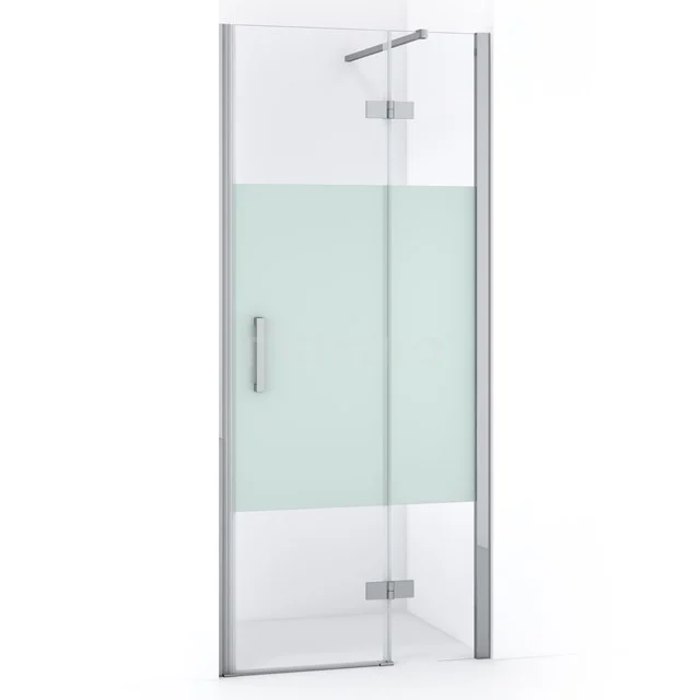 Duschtür Diamond 80cm aus klarem Sicherheitsglas mit mattem Streifen Chrom DDB22351113C Glas Duschtür mit Matt Weiß Privatsphäre-Panel, Edelstahl-Akzenten und modernem Design für eine elegante Badezimmer-Ausstattung.