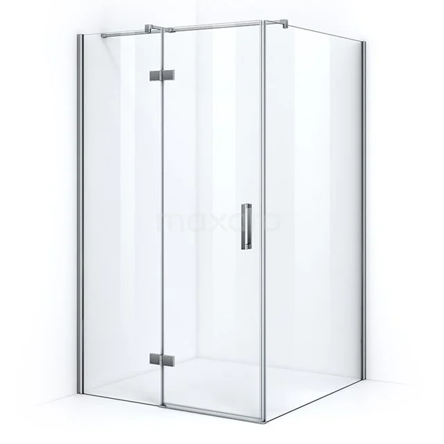 Eck-Duschkabine aus Klarglas mit Aluminiumprofil, elegantes Design, ideal für moderne Bäder.