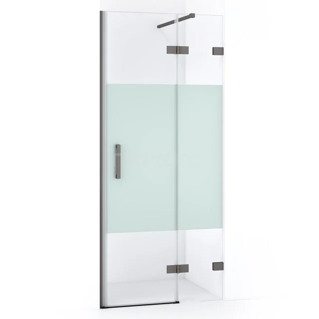 Diamond Shower door | 80 cm Black metal Clear with matt strip Pivot door DDB22351123ZM