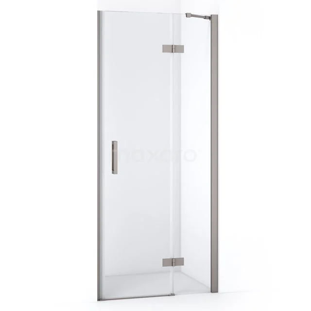 Glasene Duschtür mit silbernem Aluminiumrahmen und Scharnieren, ideal für ein modernes Badezimmer-Upgrade.