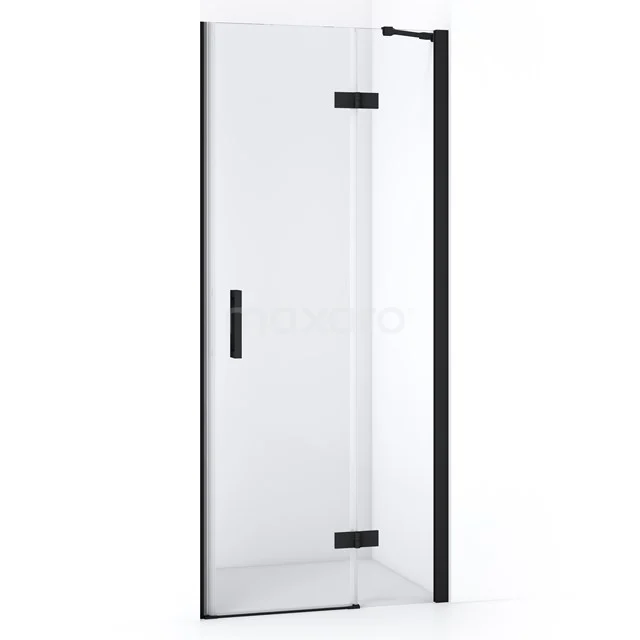 Glasene Duschtür mit schwarzem Metallrahmen, elegantes Design für moderne Bäder, hergestellt aus robustem Sicherheitsglas.