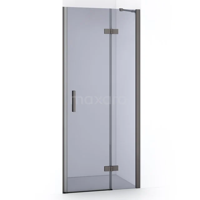 Diamond Shower door | 80 cm Black metal Smoke glass Pivot door DDB22351211ZMN
