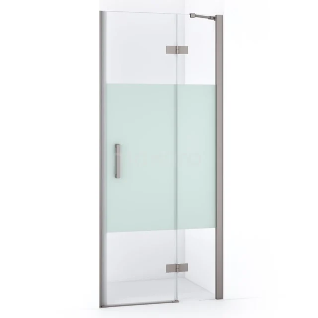 Diamond Shower door | 80 cm Stainless steel Clear with matt strip Pivot door DDB22351213BR