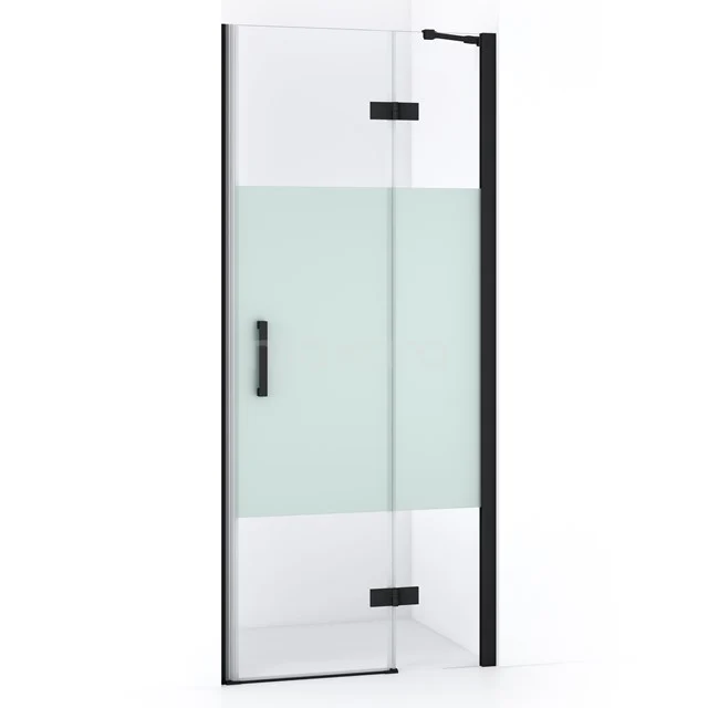 Diamond Shower door | 80 cm Matte black Clear with matt strip Pivot door DDB22351213MB